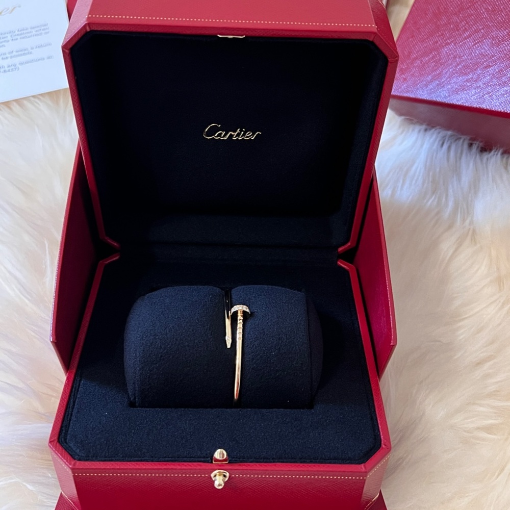 NEW Cartier Juste Un Clou JUC Yellow Gold Bracelet Size 15 With Diamonds Small - Picture 2 of 5